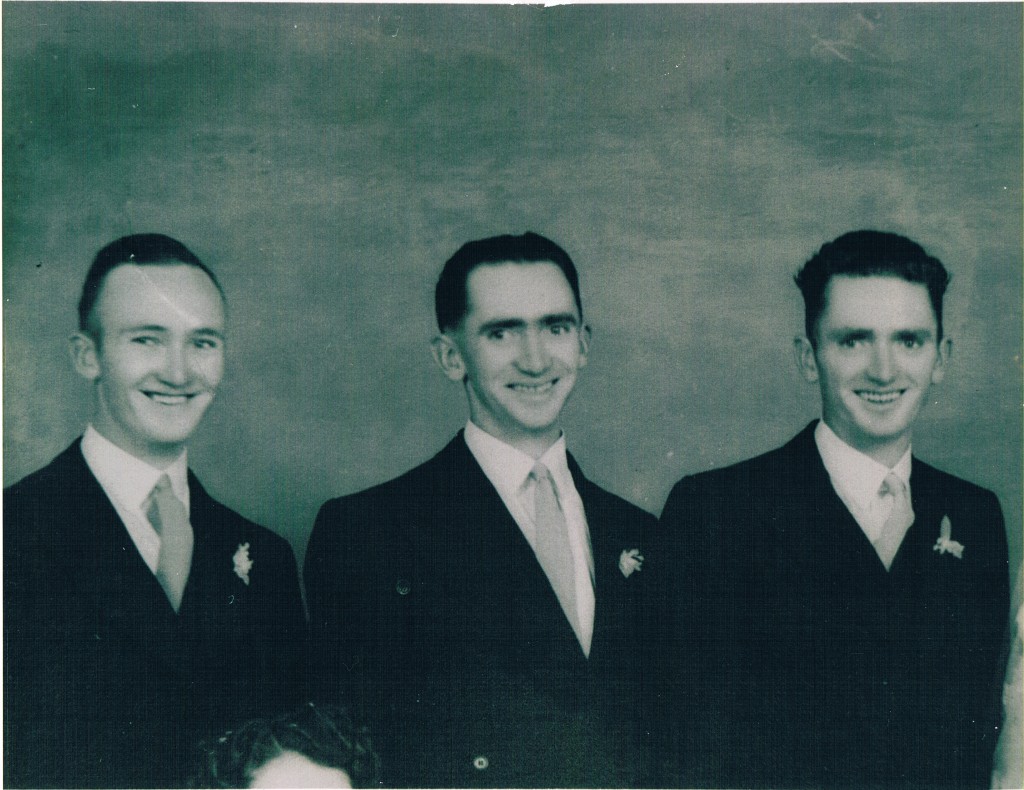 Ian Thomas, Rupert Egan and Bruce William Watson at Bruce's wedding in Swan Hill 1 July 1950